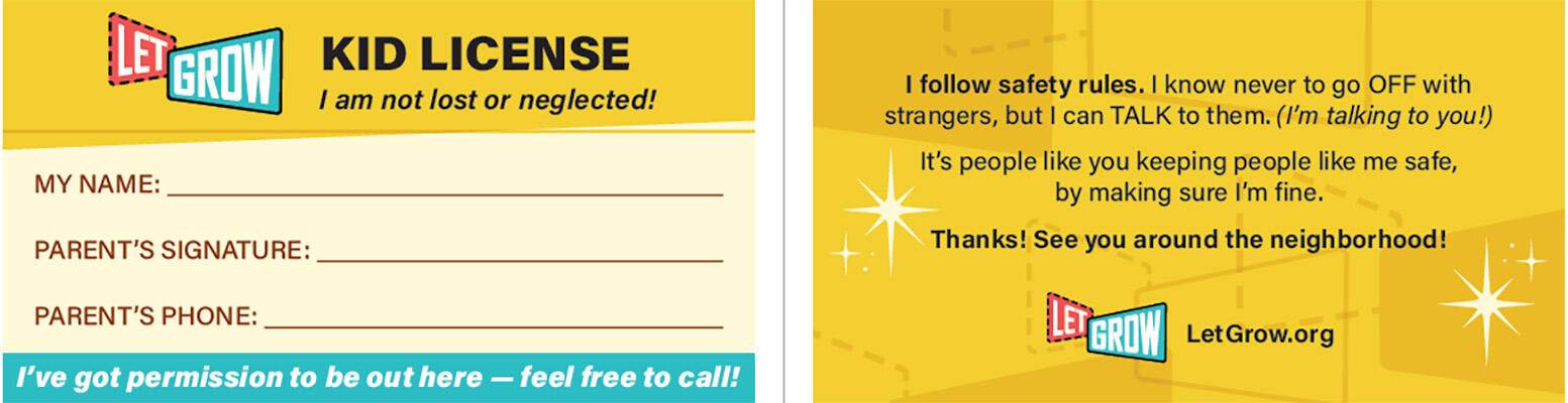 Image of the Let Grow Kid License